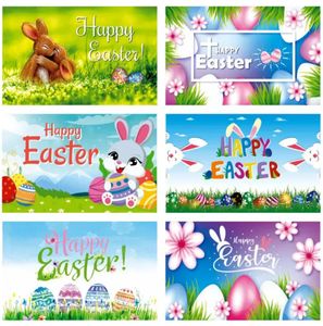 Happy Easter Flag 3x5 ft Bunny Rabbit Gnomes Eieren Bloemen Spring Party Serden Offerteken achtergrond Wall Decor 0107