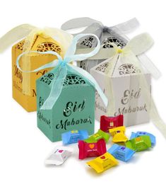 Happy Eid Mubarak Candy Box Ramadan Decoraciones Diy Paper Cajas de regalo Favor Caja islámica Musulmana Alfitr Eid Party Supplies1755211