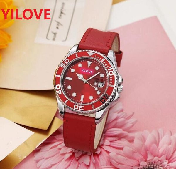 Happy Famous Belle montre saphir 40 mm pour homme et femme ronde à quartz européenne populaire rouge vert bleu rose en cuir fête élégante montres chronomètre montre de luxe