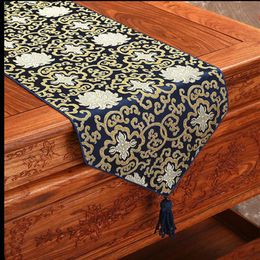 Camino de mesa de tela de seda china Happy Fancy, mantel de Damasco rectangular de Navidad, mantel decorativo para mesa de comedor, 200x33cm207s