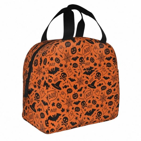 Happy halen Carto Sac à lunch isolé Skull Bat Spiders Ghost Lunch Courtaier Cooler sac Tot Tote Box Food Sacs K3UH # #