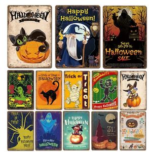 Feliz Halloween Scary Ghost Festival Pinting de metal Póster de metal vintage de letrero de lata placa de la barra de cocina de la casa de la cocina Decoración de placas 30x20 cm W03