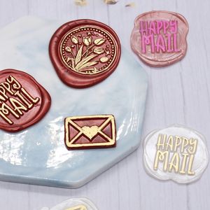 Happy Mail Wax Seal Stamp vintage Craft Scelco Strimp Head For Cards Enveloppes Invitations de mariage Packaging cadeau Scrapbooking