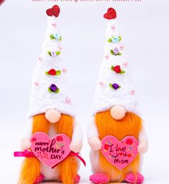 Gelukkige Moederdag Gnome Pluche Poppen met Liefde Hart Love Mom Themed Stuk speelgoed Doll Verjaardag Festival Homedecor Gift voor Mamma
