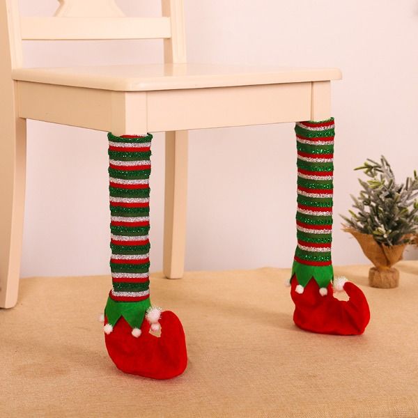 Feliz año nuevo, cubierta para base de silla de mesa de elfo, decoraciones navideñas, adornos festivos para fiestas, regalos de Navidad