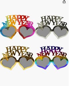 Happy New Year Lunettes Fantaisie Fête Décoration Carnaval Rave Lunettes Drôle Photo Props Lunettes De Soleil Coeur Forme Lunettes pour enfants et Adultes