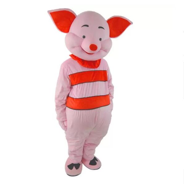 Heureux Porcelet Cochon Costume De Mascotte De Haute Qualité Dessin Animé Cochon Rose Anime thème personnage De Noël Carnaval Tenue Déguisement Fête D'anniversaire