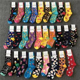 Happy Socks Modemerk Mid-tube sokken voor dames Puur katoenen sokken voor alle seizoenen Verlengde katoenen sokken, anti-geur en antislip, ademend, zweetabsorberend