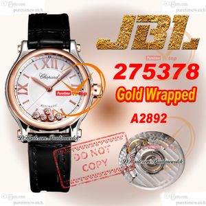 Happy Sport Flotating Diamond 275378 A2892 MIRA AUTOMÁTICA MIRA JBLF Two Tone 33 mm envuelto Rose Gold Silver Dial Strap Croc Strap Super Edition