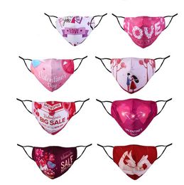 Gelukkige Valentijnsdag Maskers Minnaar Ontwerpers Romantisch Gedrukt Gezicht Maskers Volwassen Paar Gezicht Cover Stofdicht Liefde Cupido Verstelbaar Masker ZZC3881