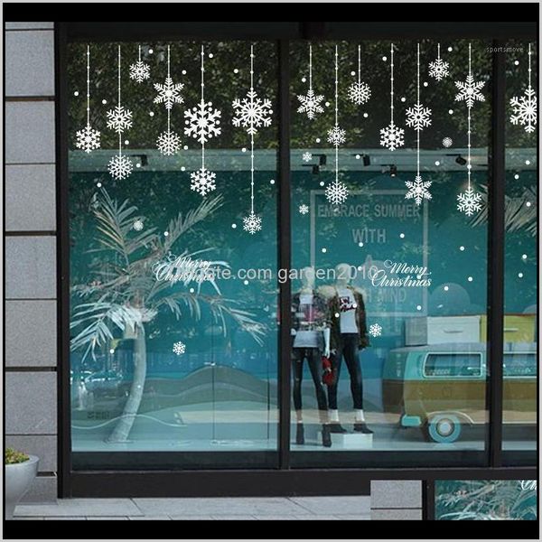 Bonne année décorations pour la maison flocon de neige verre joyeux noël décor boutique fenêtre autocollant Navidad Natal1 Yxnrt Xyobd
