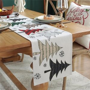 Happy Year Table Runners Christmas Decorations For Home Party Kerstmis Tree Snowflake Gedrukte Fall Runner Decor 220615
