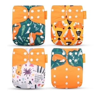 Happyflute Fashion Style Baby Nappy 4pcs / Set Diaper Cover Iproproofrreusable Tissu 220512