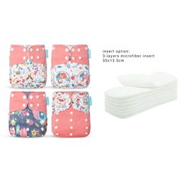 HappyFlute OS 4 pièces ensemble de couches de poche avec 8 pièces insérer lavable réutilisable bébé couche-culotte réglable 240306