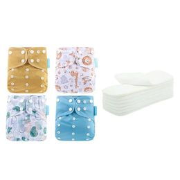 Happyflute OS Pocket 4 Stuks Diaper8 Stuks Insert Wasbare Herbruikbare Ecologische Luier Verstelbare Baby Waterdichte Luier 240229