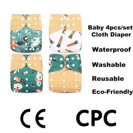 Happyflute lavable écologique bébé couche-culotte 4 pièces/ensemble écologique réglable réutilisable couche-culotte ajustement 0-2 ans bébé 240119