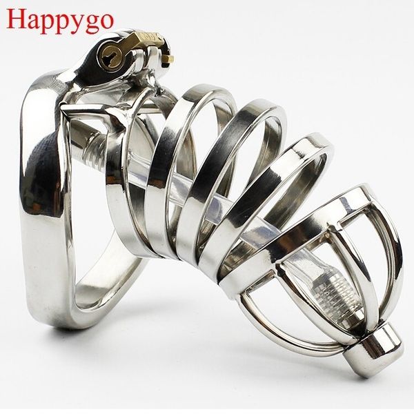 Happygo Stealth Lock Dispositivo de castidad masculina de acero inoxidable con catéter uretral, jaula para el pene, cinturón de virginidad, anillo para el pene, A276-1 D19011105