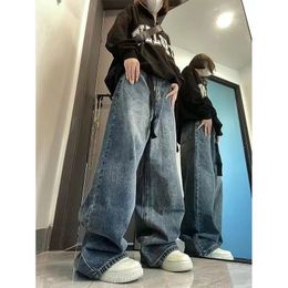 Harajuku Baggy Femme Jeans Y2K Azul Oscuro Marrón Alta Cintura Moda de Calle 90S Pantalones Mujer Pantalones Pierna Recta Ancha 231229