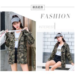 Harajuku Camisa Oversized 2019 Women Blouses Spring denim casual reverscamouflage shirt vrouwen tops blusas chaquetas mujer f649