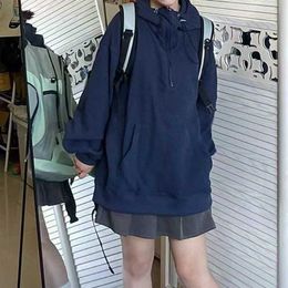 Sudaderas con capucha Harajuku para mujer, ropa de calle Y2k, sudadera de gran tamaño, Tops Vintage de manga larga de estilo Preppy para mujer