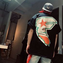 Harajuku gangster ouest lâche cargo hip hop hommes t-shirt mâle imprimement rétro sreetwear tops oversize occasionnel 240511