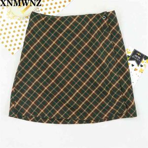 Harajuku Girls Vintage Plaid Mini Skirt Mujeres Punk Fashion Punk Wrap S Streetwear Retro Old School Style Short 210520