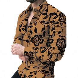 Harajuku Hawaiiaanse Shirts Mannen Fi Shirt Lg Mouw Strand Blouse Herenkleding Vocati Blouses Bloemen Camisas Streetwear I3fH #