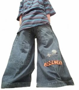Harajuku Hip Hop Streetwear JNCO Baggy Jeans Wijde Pijpen Broek Y2K Mannen Retro Zakken Blauwe Vintage Baggy Jeans Gothic Denim Broek h63h #