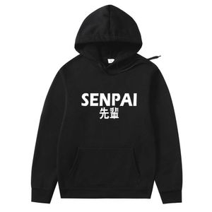 Harajuku Sweat à capuche Hommes Sweat-shirt Japon Streetwear Mode SENPAI Lettre Imprimer surdimensionné Casual Sweats à capuche Pull Sudadera Hombre H0910