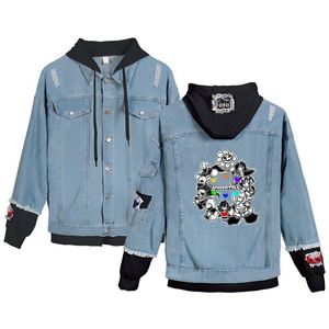 Harajuku Jeans Hoodies Denim Kleding Fans Uitgebreken Cool Jean Stitching Unisex Jacket KPOP Jas Heren Jassen