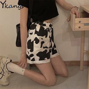 Harajuku Style coréen Streetwear Cow Print Sport Shorts Joggers Femmes Pantalons de survêtement Droite Élastique Taille Haute Jambe Large Nouveau 210317