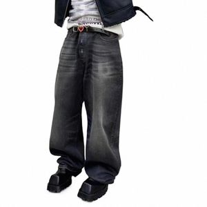 Harajuku Grote Baggy Wax Glanzende Gebakken Zout Scan Jeans voor Mannen en Vrouwen Rechte Losse Casual Denim Broek Y2K Hip Hop Cargos M01J #