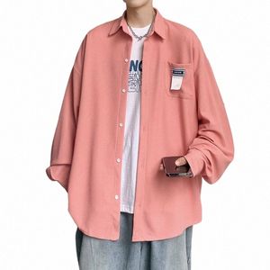 Harajuku Lg Mouw Effen Shirts Mannen Big Size M-5XL Casual Lente Herfst Cargo Shirt Koreaanse Fi Oversize Blouses Hombre s5iJ #