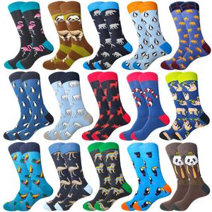 Harajuku Hommes Chaussettes Haute Qualité Animal Dessin Animé Modèle Koala Ours Polaire Perroquet Chien Long Tube Happy Nouveauté Crew chaussettes en coton X0710