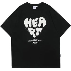 HARAJUKU MEN T-shirt coeur Sporty T-shirt 90s Summer Summer Sleeve Tshirt Coton Tees décontractés Y2K Vêtements Hip Hop Streetwear Tops 240312