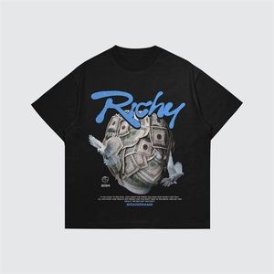 HARAJUKU Money Imprimer surdimensionné T-shirt Gothic Cotton Shirts Couples Pro Choice Graphique Y2K TOP Goth Vêtements 240510