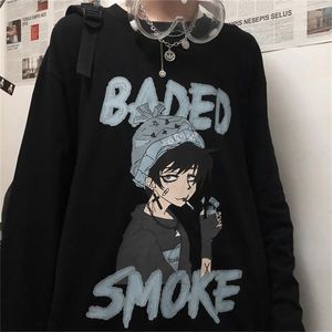 Harajuku surdimensionné hommes à manches longues automne T-shirt gothique noir rétro Ulzzang confortable mode streetwear lâche grande taille hip hop hauts 220708