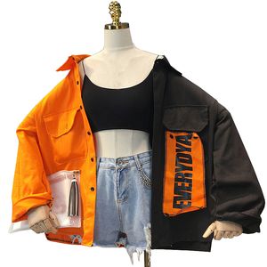 Harajuku Oversize Patchwork Jacket Dames Spring herfst aankomst Outwear Coat Hip Hop Streetwear Losse BF Style Jackets 220815