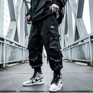 Harajuku Paratrooper Pantalons Vêtements pour hommes Lâche À La Mode Hip Hop Cordon Cargo Multi-poches Salopette hop 210715