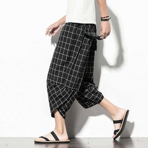 Pantalones a cuadros Harajuku para mujer, ropa de calle 2021, pantalones bombachos para hombre y mujer, pantalones informales de otoño para mujer de talla grande X0723