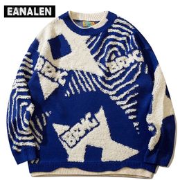 Harajuku rétro Graffiti Star Jumper pull en tricot surdimensionné pour hommes hiver coréen pull grand-père laid pull femmes Y2K Grunge 231229