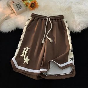 Harajuku Retro Star Print Shorts For Men Vrouw Casual paar veelzijdige sportbalkbasketballen shorts Fashion Streetwear Pants 240520