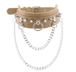 Harajuku Spike Rivet Choker Gothic Pu Leather Chain Necklace Dames Kraag Anime Rock Statement Rave Jewelry5491705