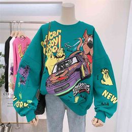 Harajuku Streetwear Dames Anime Hoodie Herfst Mode Koreaanse Stijl Sweatshirt Pullovers Lange Mouw Tops Crazy Clothes 210729