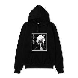 Harajuku Sweatshirt Hoodies Strips Stijl Goede Kwaliteit Kleding Print Tokyo Ghoul Kaneki 12 Kleur om te kiezen Mannen / Dames Y0809