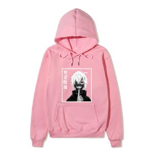 Harajuku Sweatshirt Hoodies Strips Stijl Goede Kwaliteit Kleding Print Tokyo Ghoul Kaneki 12 Kleur om Mannen / Dames te kiezen Y0816