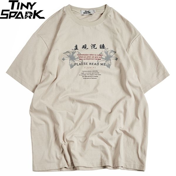 Harajuku T-shirt Streetwear Hommes Hip Hop T-shirts Chinois Kanji Imprimer D'été À Manches Courtes T-shirt Coton Tops T-shirts De Mode 210409