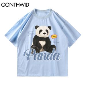 Harajuku T-shirts Chemises Panda Jouet Imprimer Coton T-shirts Hip Hop Mode À Manches Courtes T-Shirt D'été Hommes Casual Lâche Tops 210602