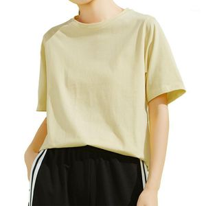 Harajuku Tops mujer verano 2022 manga corta Color sólido camiseta estilo coreano suelta cuello redondo camisetas para adolescentes moda ropa mujer