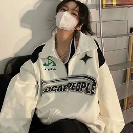 Harajuku Vintage surdimensionné femmes sweatshirts grunge y2k streetwear coréen noir blanc hoodies femelles Hip Hop Fashion Tops 240514
